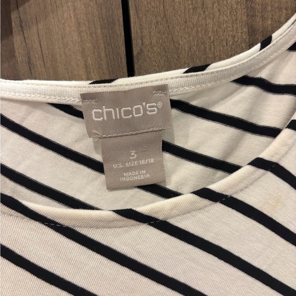 Chico’s Size 3 (XL) Striped Asymmetrical Hem Maxi Dress Jersey Knit Stretch - Picture 4 of 9